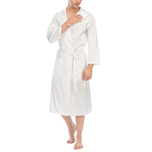 DEWUFAFA Roupão de seda masculino, quimono de cetim roupão longo leve manga grande e alta camisola p