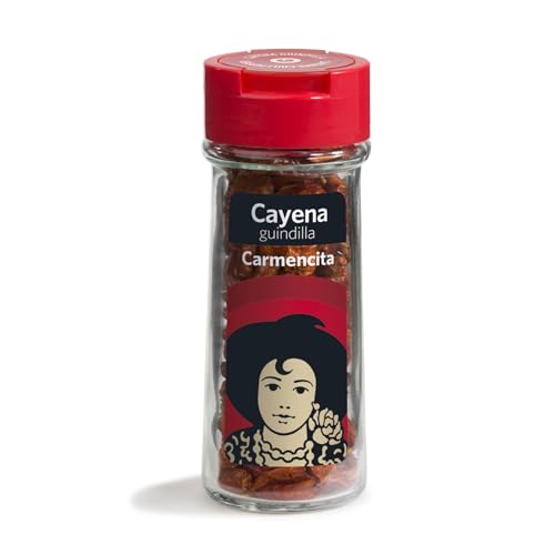 Carmencita Cayena Guindillas, Sabor Picante Intenso, Tarro de Cristal con Tapón Dosificador, 18g