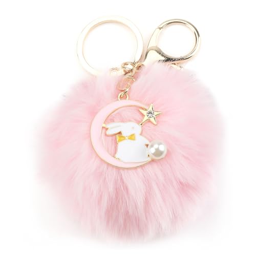 Mignon Porte-Clefs En Forme De Lapin Rose Avec Pompon, cadeau D’Anniversaire Pour Femme, Idée Cadeau Pour Jeune Fille, Pour Maman