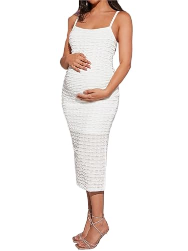 BDXMKS Ropa Premama Embarazada Vestido de Verano Retro nicho Sexy Irregular de Color sólido con Tirantes for Embarazadas(S)