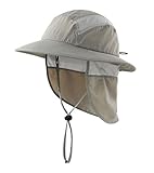 Home Prefer UPF 50+ Boys Sun Protection Cap Summer Sun Hat for Toddlers Wide Brim Fishing Hat Gray