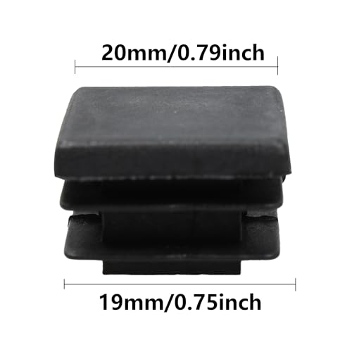 Image of Septe 3 /4 inch Square Plastic Plugs,Black Tubing End Plastic Caps for Square Tube, Chair Legs, Table Legs(30Pcs)