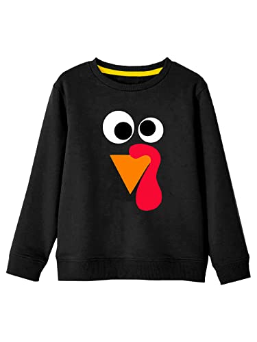 Remimi Toddler Boys Thanksgiving Pullover Sweatshirt Turkey Print Long Sleeve Thankful Casual Black Shirt 3-4 Years3