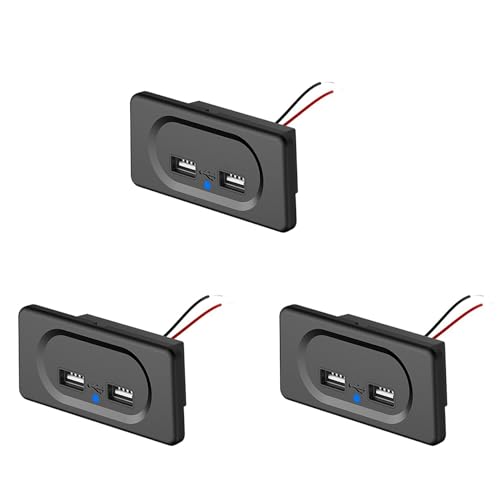 Adaptador de corriente 12V con doble USB de 3.1A y luz LED para moto y coche