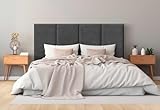 DHOME Gepolstertes Kopfteil aus Aqualine Premiumstoff Fleckenabweisend Vertikales modulares Design Selbstklebend Bettkopfteil für Schlafzimmer Gepolstert (Aschgrau, 180cm, Höhe 80 cm, x4)
