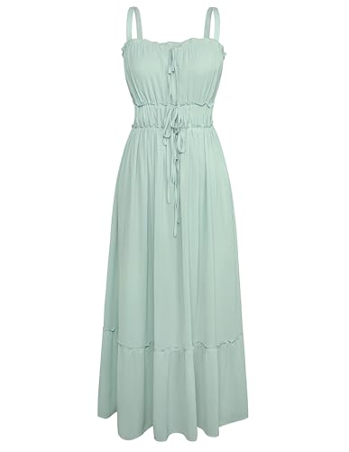 GRACE KARIN Damen Sommerkleid A-Linie Maxi Casual Kleider Freizeitkleid Sommer Kleider Damen Cocktailkleid Grün XL