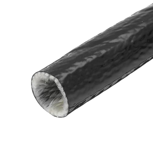 Image of MECCANIXITY 1-3 /16 inch ID 5ft Heat Shielded Fire Sleeve Silicone Coated Fiberglass Tape, for Automotive Hose Lines Wires Electrical Wiring, Black