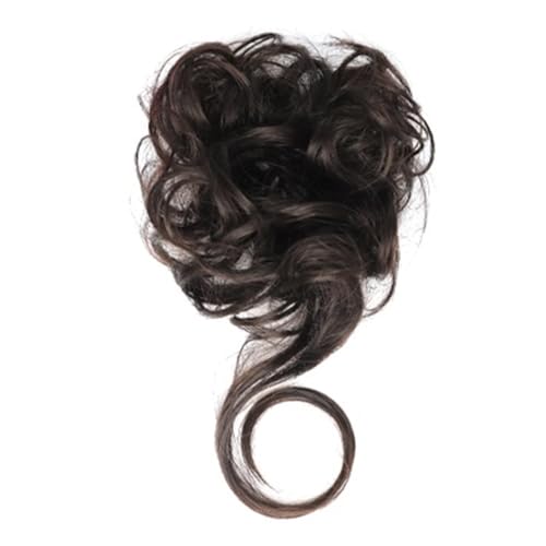 2 mechones de pelo desordenado, moño desordenado con enredaderas, extensiones de pelo ondulado y rizado para mujeres (marrón negro)