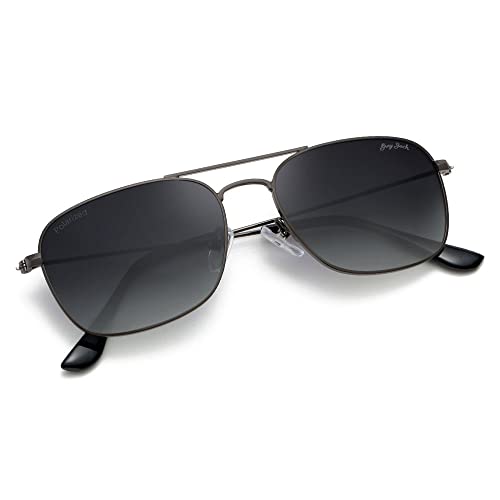 Image of grey jack Square Polarized Sunglasses,Retro Classic Style Full Rim Metal Frame for Men Women Small Size 1650