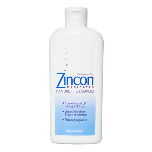 ZINCON Medicated Dandruff Shampoo, for Dry, Itchy Scalp Care & Anti-Dandruff with Immediate Soothing Relief - 8 Fl Oz