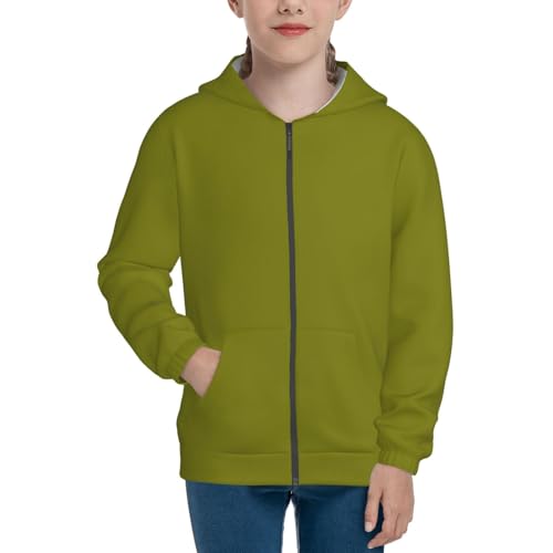 Olive Kid Hoodies Boys Zip Up Sweatshirts Girls Pullover with Pocket3