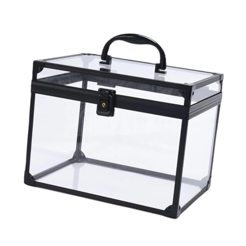 perfk Estuche de maquillaje acrílico, organizador de artículos de tocador, caja transparente con forma de corona, multifuncional, para regalo de boda o, Negro Claro