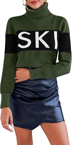 ALPSWARE Women Colorblock Turtleneck Sweater