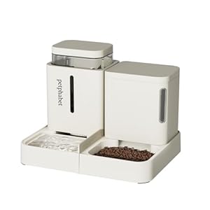 PETPHABET Gravity Cat Feeder and Water Dispenser, 2 in 1 Automatic Cat Feeder with 180 Degree Rotatable, 2 Pack Self Feeding Pet Bowl Set for Small Medium Cat Dog Puppy Kitten, White, 0.8 Gallon x 2