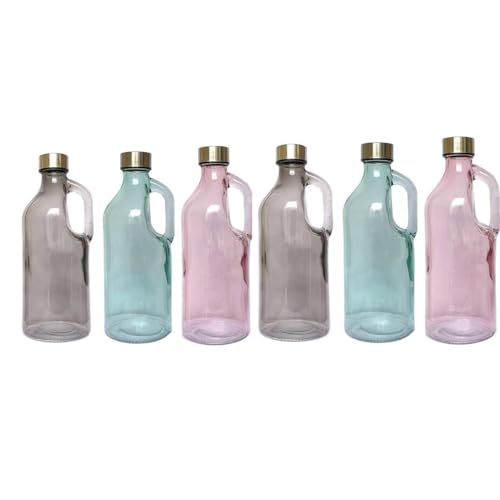 Image of Italian Tempered Glass Milk Bottle Water Bottle with Air Tight Round Cap Freeze Safe 1100 ML (Assorted Color), Pack of 1 (9052 BOTTLE) (6)