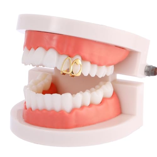 Juego de 2 Grillz para Dientes en Latón Chapado en Oro miniatura 2