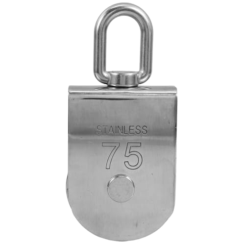 SOLUSTRE Double Pulley Snatch Block Lifting Crane Swivel Hook, 750kg Stainless Steel Silence Rotation Traction Wheel for Pulley System Lifting Gym Equipment Clothesline