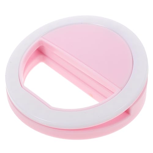 GARIOUANS Luz Selfie LED con Clip para Móvil y Tablet Anillo Redondo con Iluminación Fácil Instalación y Portátil Compatible con Teléfonos y Ordenadores Rosa
