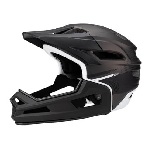 Aymzbd Vollgesichts-Mountainbike-Helm für Erwachsene, Fullface 58cm-62cm, Cycling Hemlet, Fahrradhelm Stoßdämpfung mit Abnehmbarem Kinnschutz für Klettern Beim Fahrrad Skateboard, Schwarz