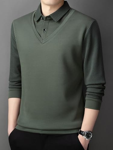 Winter Thick Thickened Men's Middle-Aged Warm Collar Long Sleeve Casual Top3