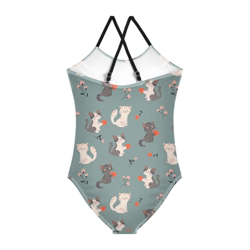 Girls Cute Cats Swimsuit One Piece Bathing Suit Kids Swimming Suits Beach Swimwear 3-10T2