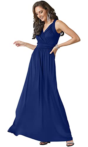Image of KOH KOH Womens Long Sleeveless Flowy Bridesmaid Cocktail Evening Gown Maxi Dress