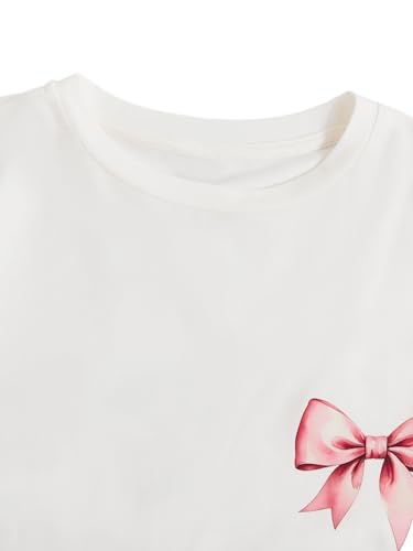 Verdusa Girl's Graphic Tees Cute Bow Cherry Print Short Sleeve T Shirts Oversized Tee Tops3