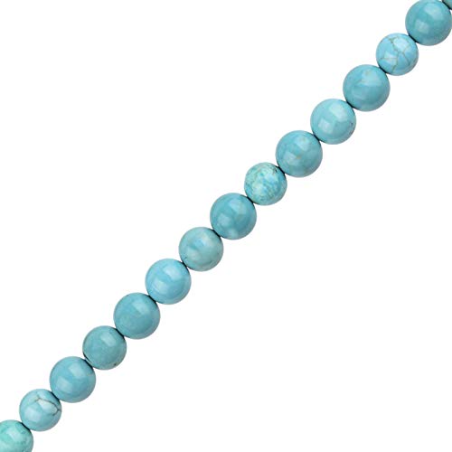 Natural Gemstone Beads 10mm Blue Turquoise Beads Polished Round Smooth Stone Beads for Jewelry Making Adults DIY Bracelet 15 Inch(Blue Turquoise,10mm)