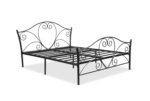 Image of APRODZ Iron King Size Bed Without Storage | Wrought Iron King Size Cot | Double Bed King Size for Bedroom with Headboard and Footboard Without Mattress (78X72 Comforta)
