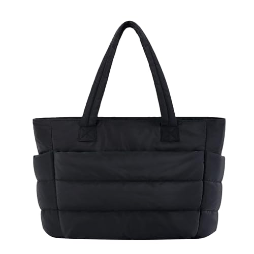 Generisch Bolsos de hombro para mujer, bolso de hombro Hobo de gran capacidad, ligero y multiusos para viajes, uso diario, espacioso bolso de mano para mujer, elegante bolso de hombro, Negro , Ver