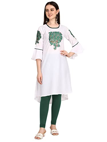 Image of Leriya Fashion Women's Slub Cotton Printed A-Line Kurti