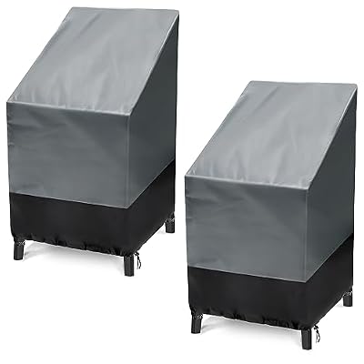 Outdoor Patio Stack Chairs Covers Waterproof (Set of 2), Heavy-Duty Patio Furniture Cover for Outdoor Chairs, Lawn Garden Patio Chair Cover(28"W x 36"D x 47”H)
