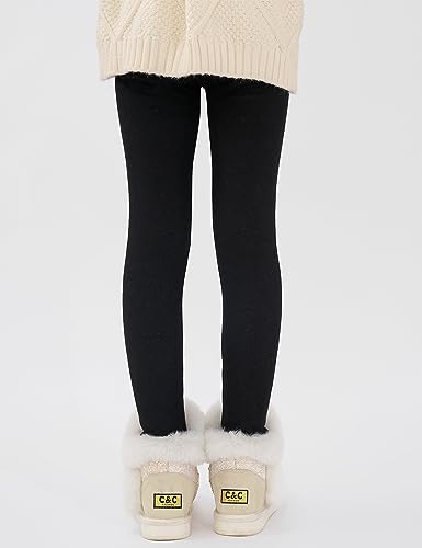 Kiench Teenager Girls Fleece Lined Leggings Winter Warm Pants Cotton Pack of 24