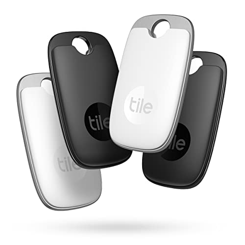 Tile Pro (2022) Bluetooth オブジェクト ファインダー、4 個パック、無線検索 120 メートル、Alexa、Google スマート ホーム、iOS、Android と互換性あり、キー、リモコンなどの検索、ブラック/ホワイト