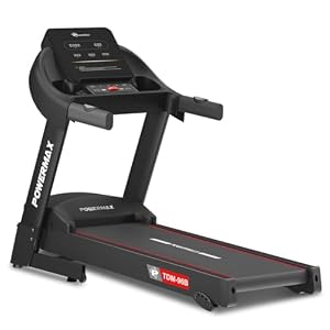 PowerMax Fitness TDM-96B 4HP DC Treadmill for Home | 110KG Max User Running Machine | 14km/hr Top Speed, 4-Level Manual Incline | Bluetooth for app, Speaker, Mp3 | Foldable Cardio Machine, LED Display 3 31LJbYdsDML. SS300