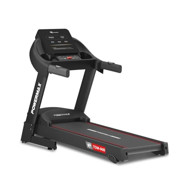 PowerMax Fitness TDM-96B 4HP DC Treadmill for Home | 110KG Max User Running Machine | 14km/hr Top Speed, 4-Level Manual Incline | Bluetooth for app, Speaker, Mp3 | Foldable Cardio Machine, LED Display 1 PowerMax Fitness TDM-96B 4HP DC Treadmill for Home | 110KG Max User Running Machine | 14km/hr Top Speed, 4-Level Manual Incline | Bluetooth for app, Speaker, Mp3 | Foldable Cardio Machine, LED Display