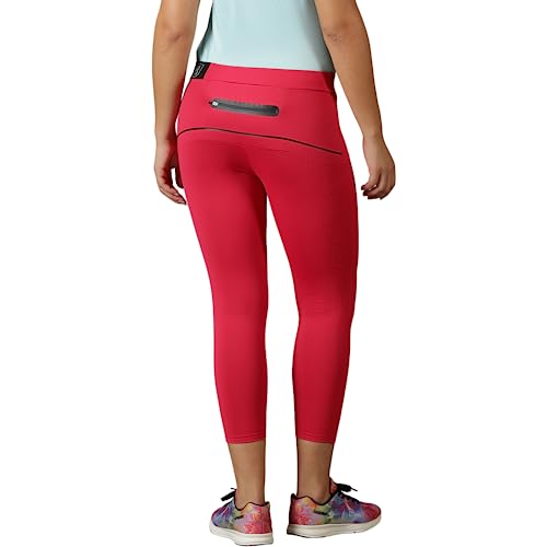 Image of DOMIN8 Slim Fit Tights for Women | Full Length & Polyester Blend Bottom Leggings | Best for Gym, Yoga & Training | Pink - M