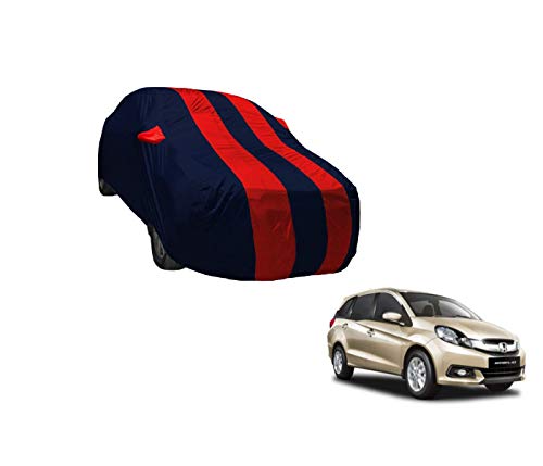 Image of Auto Hub Car Cover Compatible with Mobilio with Weather Proof, Mirror Pocket, Triple Stitched, Mobilio Car Cover- Navy-Red