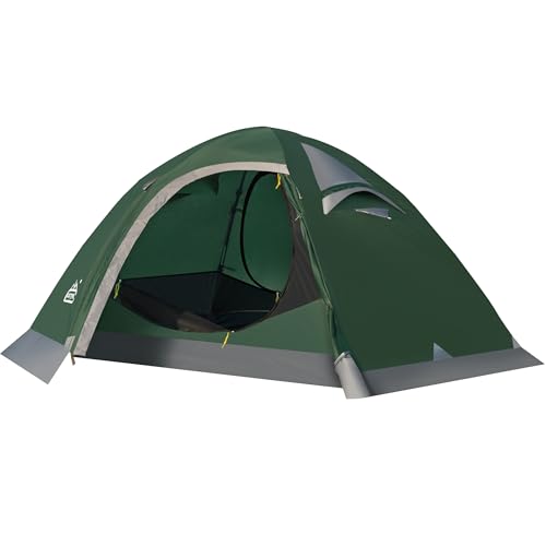 Camppal 2 Person Backpacking Tent, Waterproof 4 Season Tent, Windproof Rainproof Cold Weather Winter Tent for Camping, Hiking, Hunting, Motorbiking, Cycling - Green