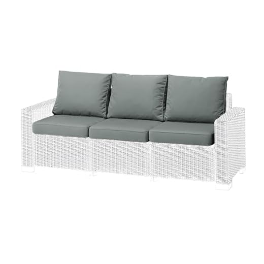 1,2 or 3 Seater Replacement Seat Cushion Pads for Keter Allibert California Rattan Outdoor Furniture | Water Resistant Rattan Patio Set Sofa Cushions Pads (Dark Grey, 3 Seater)