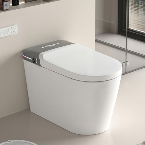 YMXEURSC Toilettes intelligentes avec Bidet intégrée, Bidet de Toilettes intelligentes avec système d'aromathérapie, Eau tiède et Sec, Hors siège Flush, Capteur de Pied