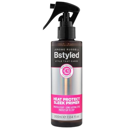 Jerome Russell BStyled Heat Protect Sleek Primer - Heat Protection up to 230°C - Frizz Ease & Non-greasy Formula with Bond Building Technology - Perfect for Dry, Damaged Hair - Vegan 200ml