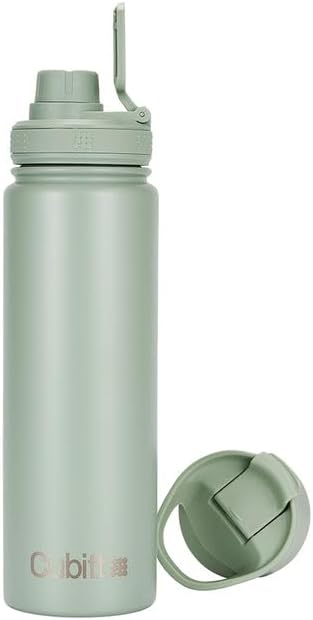 Cubitt Hydro Bottle 24 oz – Insulated Steel, 2 Leak-Proof Lids, Cold 24h/Hot 12h – Mint Green - Image 2