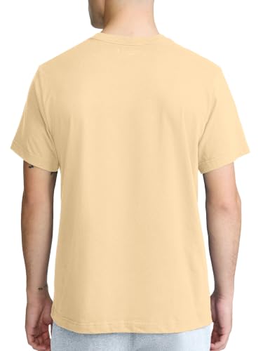 Image of Champion Men's Graphic Short Sleeve T-Shirt, Standard Fit, Tonal Script Logo, Midweight 100% Cotton