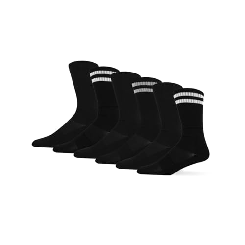 BARGAIN BUNDLE Black Bamboo Crew Sports Socks for Men - Size 7-11 - Multipack, 6 Pairs