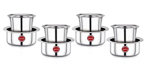 Image of SOWBAGHYA Stainless Steel Dabara Set (Set of 4) | Coffee Tumbler Set | South Indian Coffee Tumbler Set | Serving Drinkware