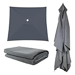 Auvent De Remplacement Pour Parasol 300×300cm 300x200cm 200x200cm 4/6/8 Baleines, Toile De Rechange Rectangulaire/ Carré, Protection UV Durable Housse De Rechange Pour Déporté Parapluie(Greys,3X3m)