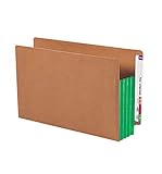 Smead 74680 Redrope End Tab File Pockets, Green Tyvek Gussets, 3-1/2