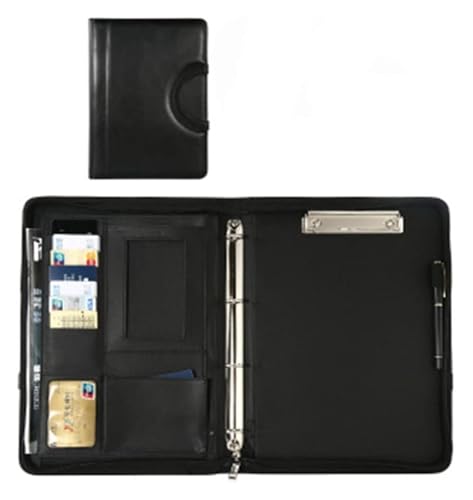 MEMEM Cartella portadocumenti for conferenze, cartella portadocumenti A4 for conferenze, portadocumenti aziendali, portapassaporto con cerniera e manici for viaggi, riunioni, ufficio, vacanze(Black)
