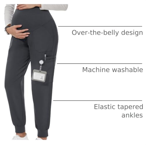Image of PACBREEZE Women's Maternity Scrubs with 6 Pockets, Workwear Maternity Jogger Scrubs Pregnancy Pants, S-XXL